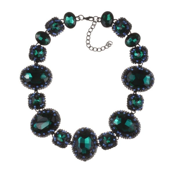 Choker Necklaces Online NZ | Buy Choker NecklaceNew fashion Design Black and Green glass crystal choker Collar Rhinestone Statement Necklace