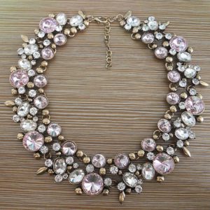 Pink Colour Statement Choker Collar Necklace