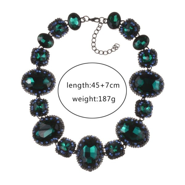Choker Necklaces Online NZ | Buy Choker Necklace New fashion Design Black and Green glass crystal choker Collar Rhinestone Statement Necklace