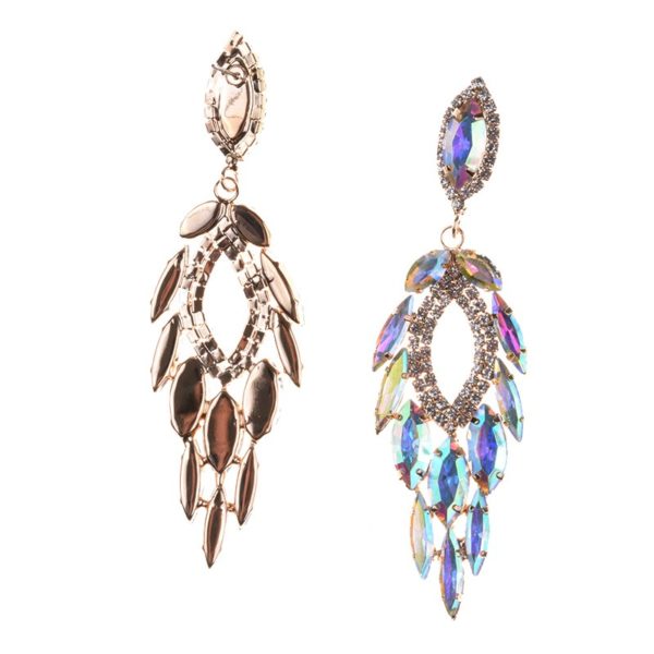 New Zealand Shop Online | Colorful Cup Chain Charm Big Earring Luxury Starburst Pendant Hollow out Crystal Gem Statement Earrings For Women
