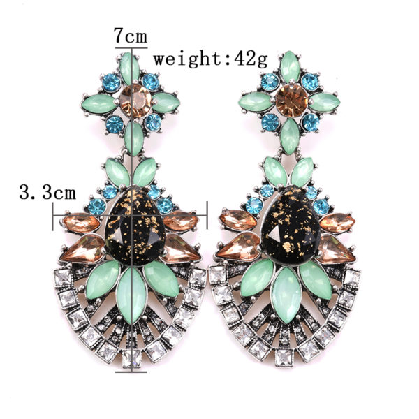 Buy Jewellery Online New Zealand | Colorful Cup Chain Charm Big Earring Luxury Starburst Pendant Hollow out Crystal Gem Statement Earrings For Women