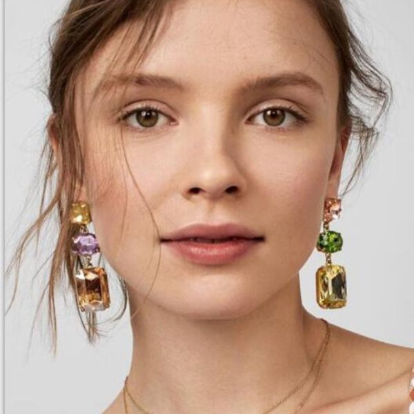 Costume Jewellery NZ Shop Online | 2019 New Trendy Geometric Crystal Statement Earrings For Women Colorful Long Charm Dangle Drop Earring Wholesale