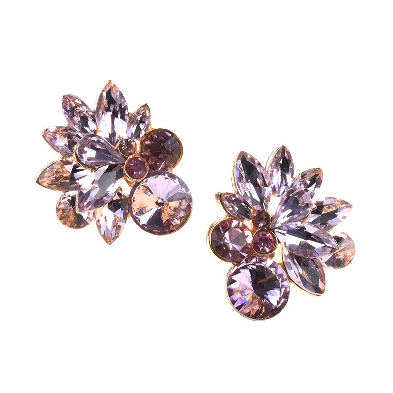 Classic Flower Design Retro Crystal Stud Earrings - Alora