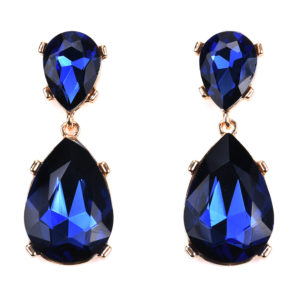 Blue Crystal Long Drop Earrings