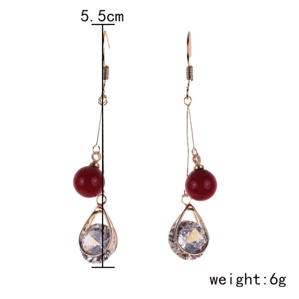 Buy online from Alora New Zealand Luxury Crystal Long Tear drop Earrings Flower Cubic Zircon Jewelry Earring for Women Red Beads Wedding Jewelry