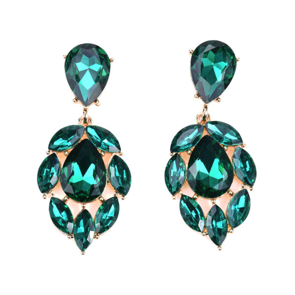 Glass Big Water Drop Brand Design Luxury Starburst Pendant Crystal Stud Gem Statement Earrings Jewelry