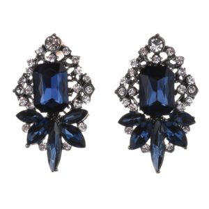 Blue Crystal Fashion Statement Earrings