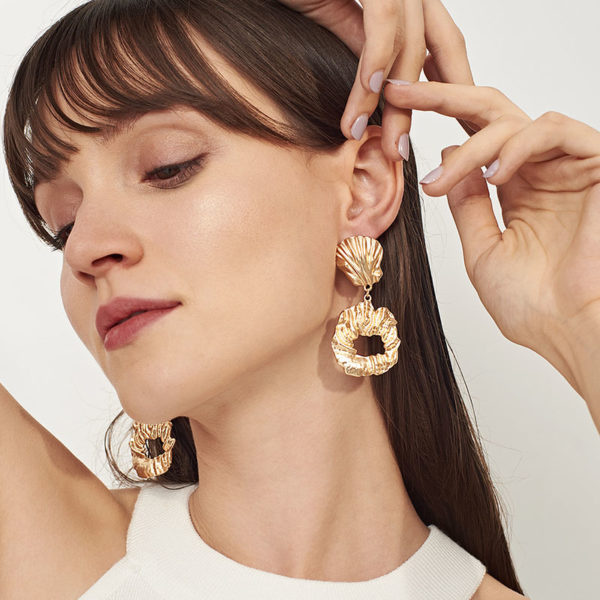 Costume Jewellery New Zealand Shop Online | Gold Color Drop Earrings Vintage Fashion Jewelry for Women Wedding Party Dangle Earrings