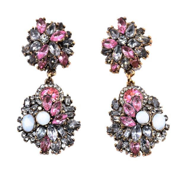 Buy Jewellery Online New Zealand | 2019 Hot Selling Trendy Fashion Pink White Crystal Statement Earrings Women Luxury Vintage Jewelry