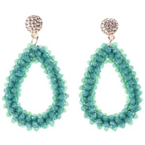 Green Beads Water Drop Earrings