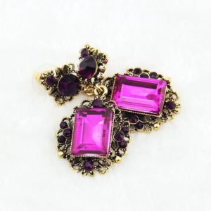 Purple Vintage Shiny Resin Stone Drop Earrings