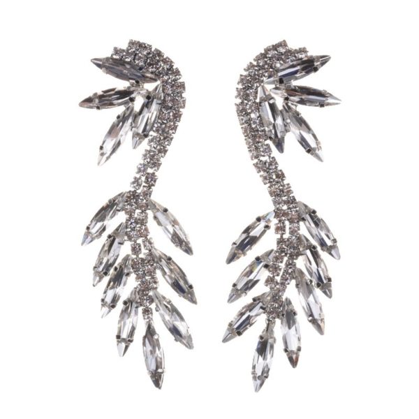 Online Jewellery Store New Zealand | Bohemian Style Luxury Clear Crystal Earrings Statement Jewelry Fashion Women Glass Leaf Drop Dangle Earrings