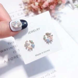 Butterfly & Flower Rhinestone Stud Earrings