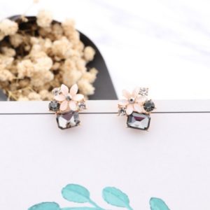 Fashion Flower Square Crystal Stud Earrings