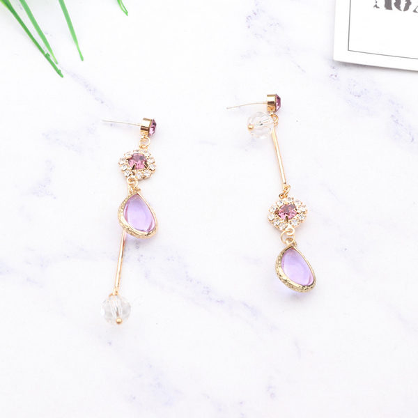 Hot Trendy Crystal Water Drop Earrings Asymmetric Geometric Rhinestone Pole Pendientes For Women Fashion | Gifts for Her New Zealand