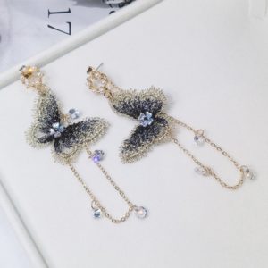 Gold and Blue Butterfly Fashion Earrings