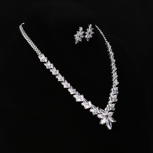 Marquise Cut Cubic Zirconia CZ Crystal Wedding Bridal Jewelry Set in White Gold Color from Alora New Zealand Online Jwellery Shop