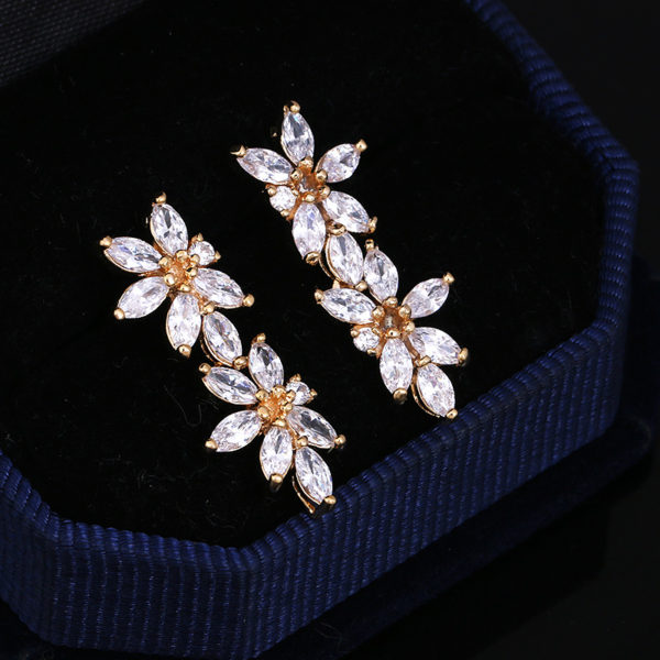 Cubic Zirconia CZ Crystal Zircon Flower Necklace and Earring Bridal Jewelry Set from Alora New Zealand Online Jwellery Shop