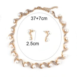 Imitation Pearl Necklace Earrings Set -02