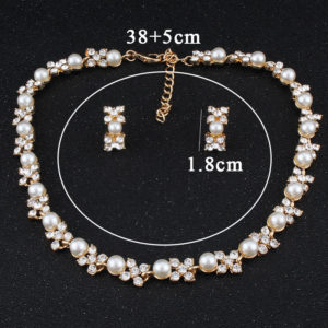 Imitation Pearl Necklace Earrings Set -04