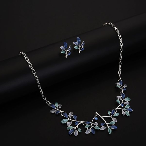 High Quality Enamel Leaf Jewelry Sets Women Girls African Costume Necklaces Metal Stud Earrings Set from the Buggest Onine New Zealand Jewellery Store